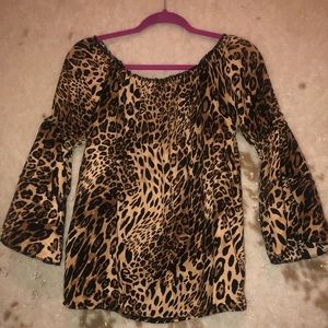 Woman’s Cheetah Print Off the Shoulder Blouse
